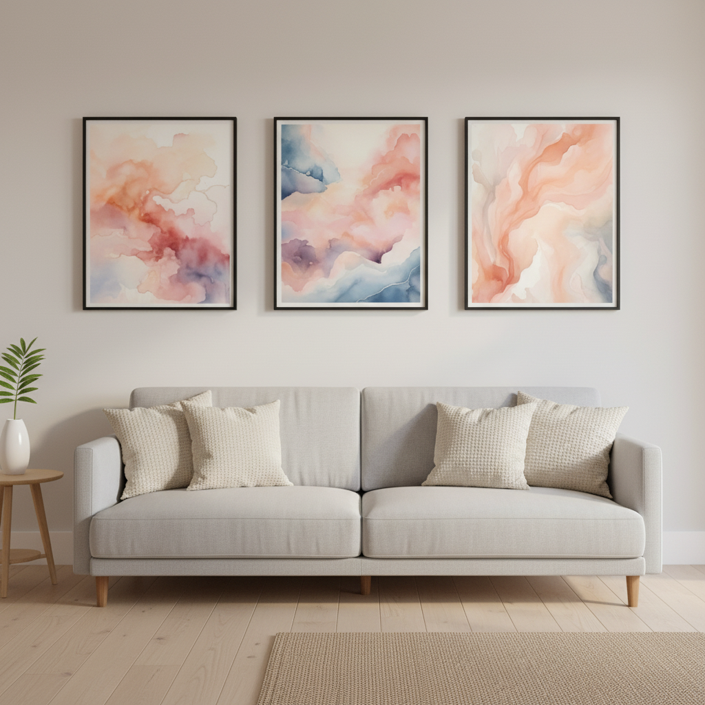Luxury Living Room Wall Art Set Of 3 | Stylish Home Accent