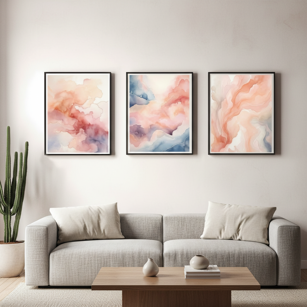 Luxury Living Room Wall Art Set Of 3 | Stylish Home Accent