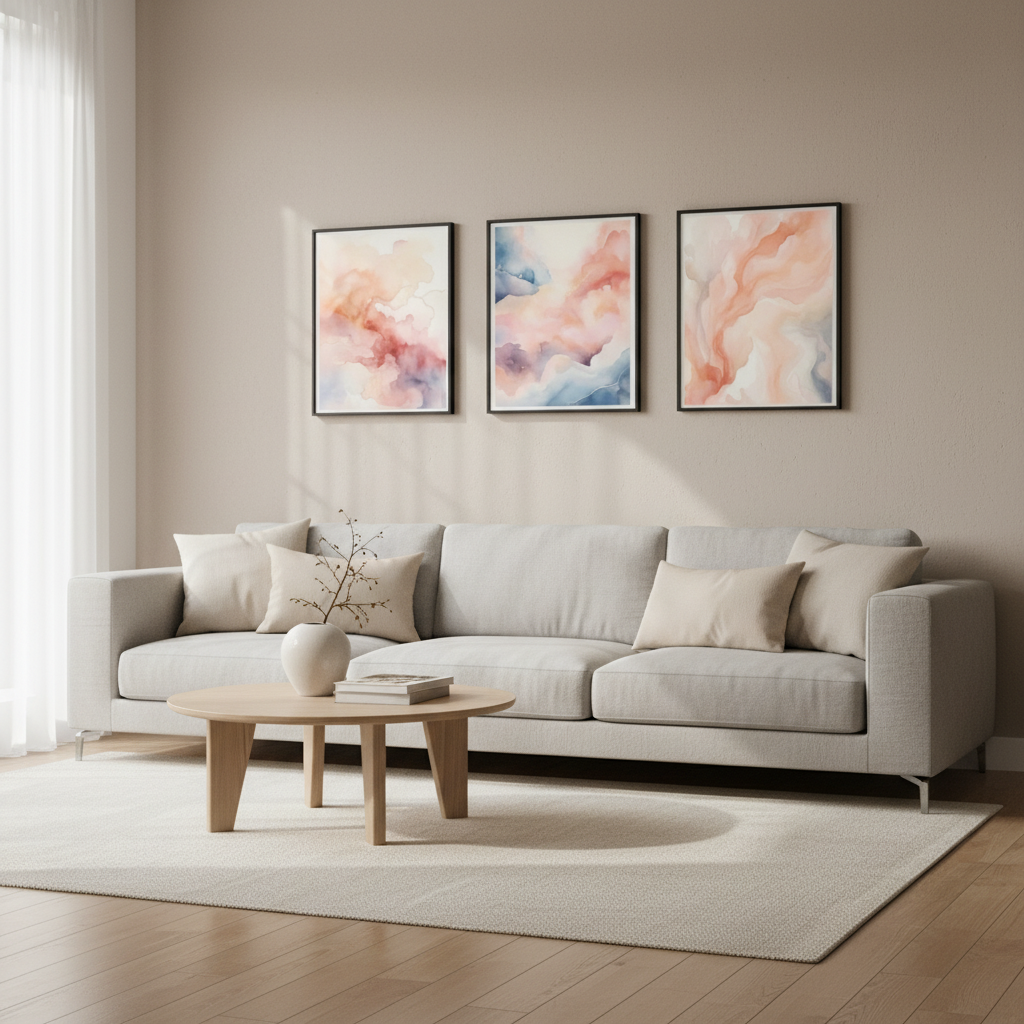 Luxury Living Room Wall Art Set Of 3 | Stylish Home Accent