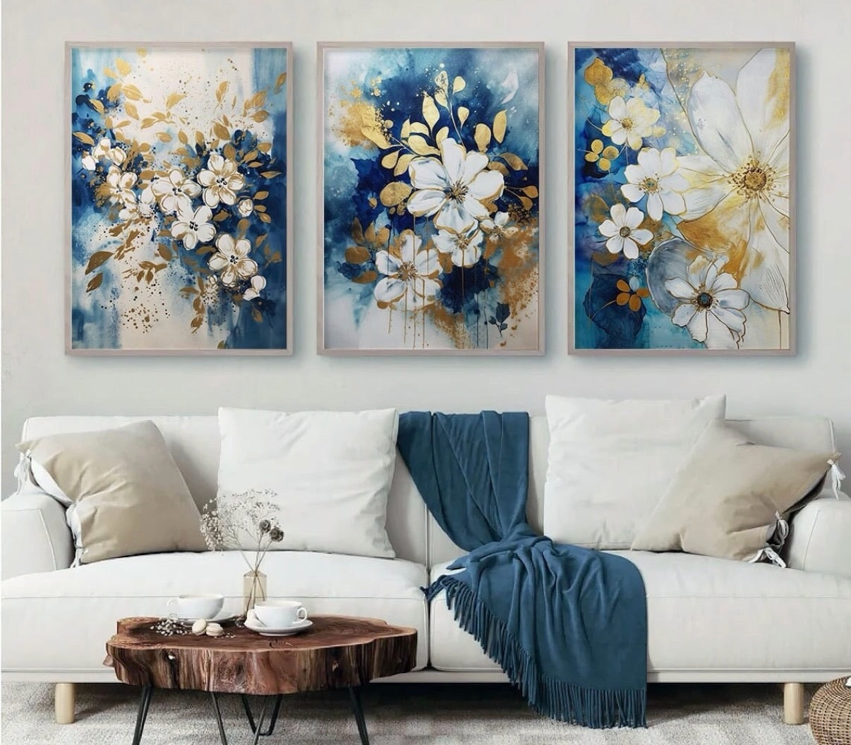 Luxury Floral Abstract Wall Frame Set (3‑Piece)