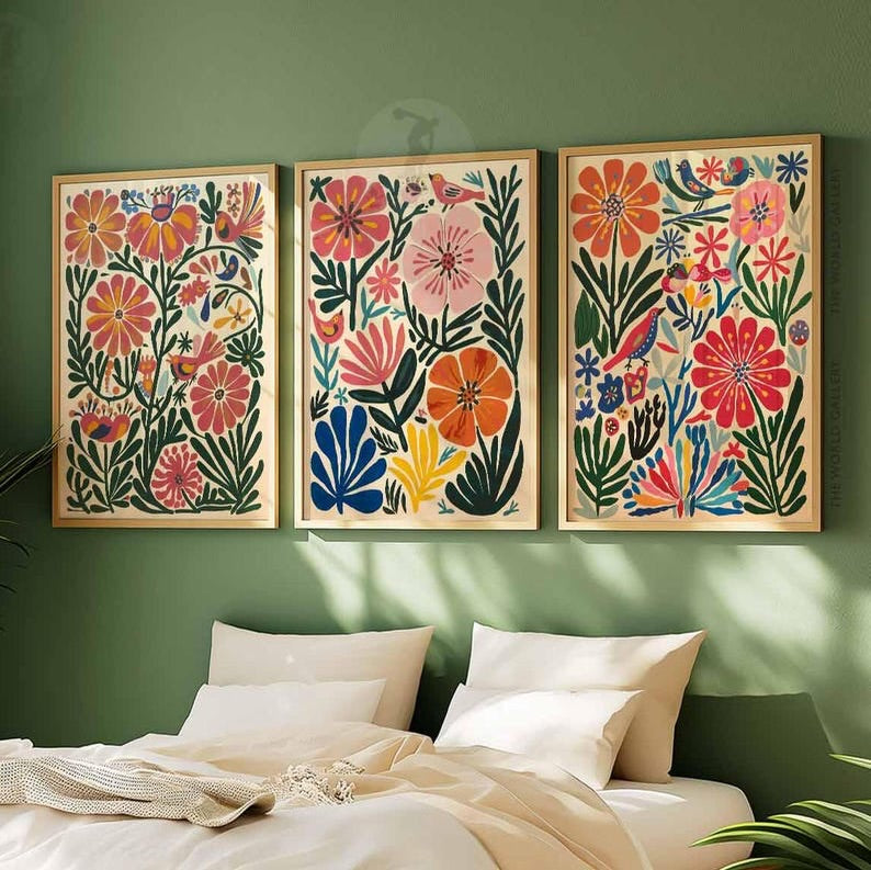 Vibrant Botanical Wall Frame Set (3‑Piece)