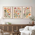 Vintage Botanical Wildflower Wall Frame Set of 3