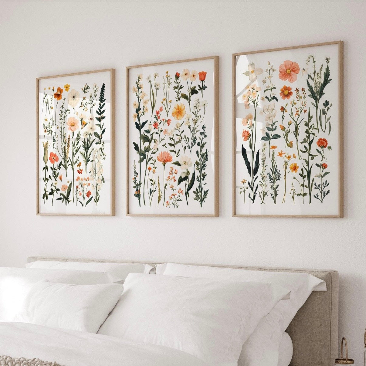 Minimalist Botanical Wildflower Wall Frame Set of 3