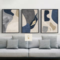 Modern Navy Blue Abstract Wall Art Set of 3
