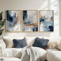 Modern Blue Abstract Wall Art Set of 3