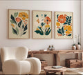 Modern Scandinavian Floral Wall Frame Set of 3