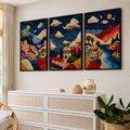 Vibrant Cloudy Wall Art Set