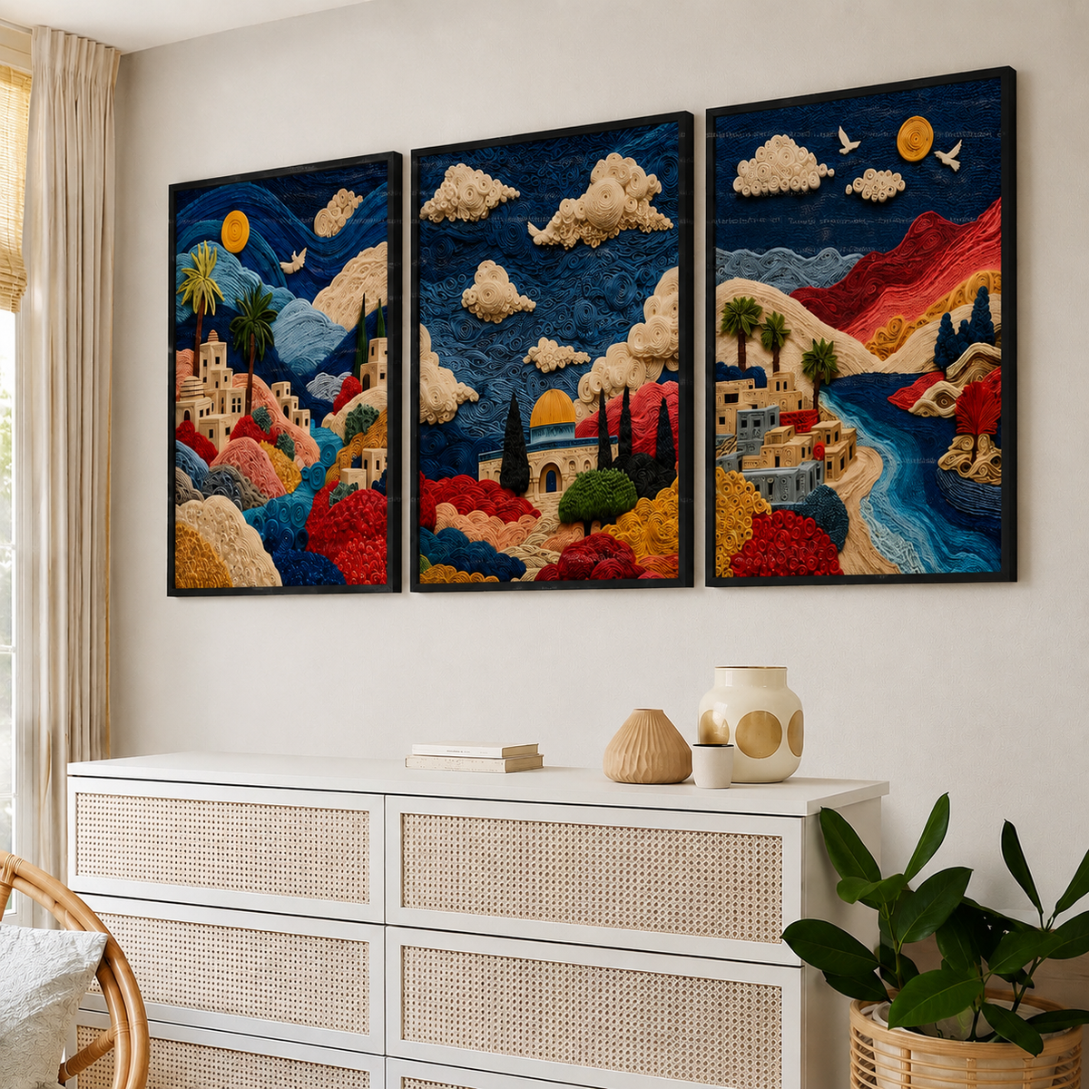 Vibrant Cloudy Wall Art Set