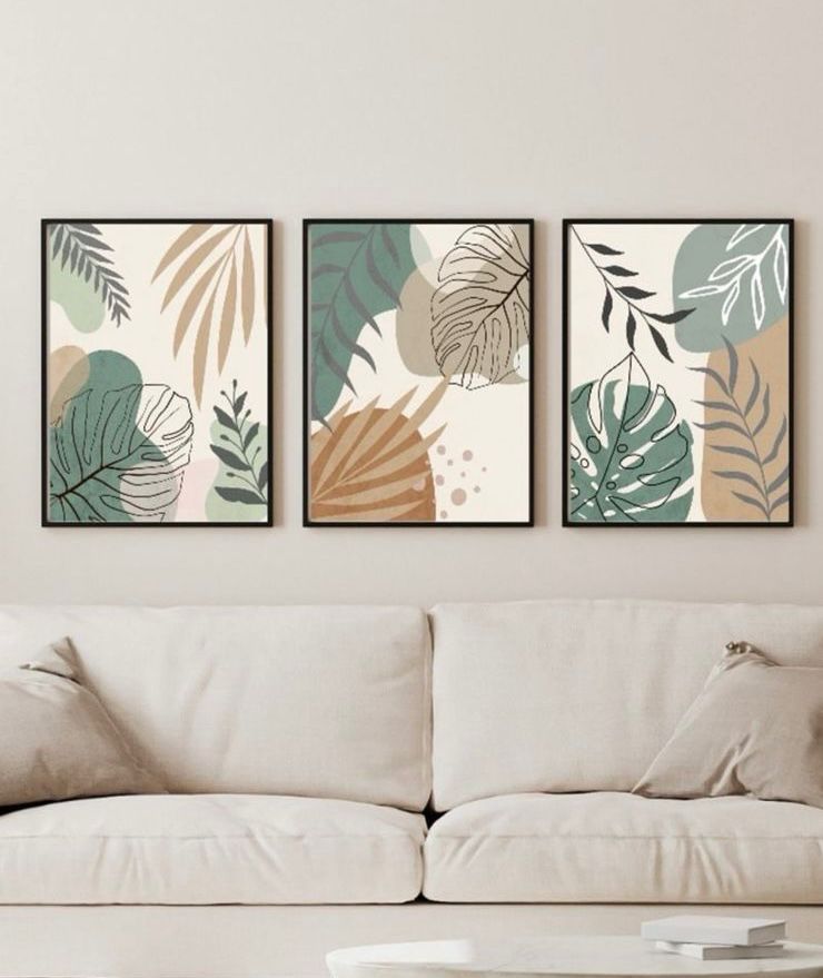 Botanical Abstract Wall Art Set – 3 Piece