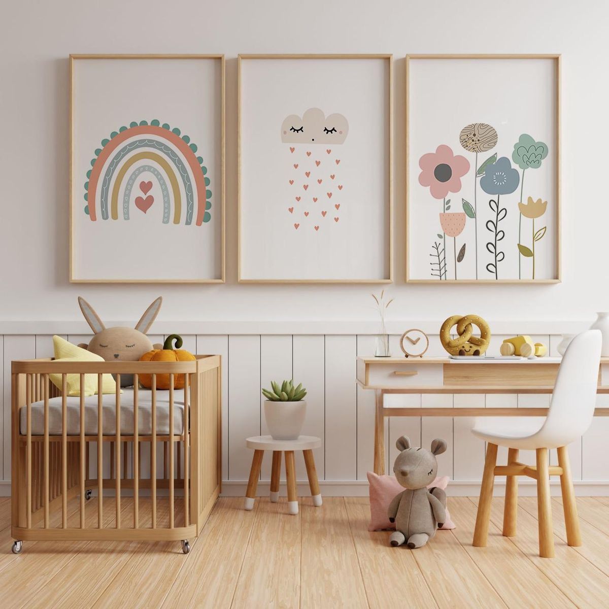 Kids Rainbow & Floral Wall Frame Set of 3