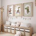 Cute Safari Animals Kids Wall Frames Set of 3