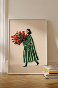 Flower Bouquet Lady Wall Frame
