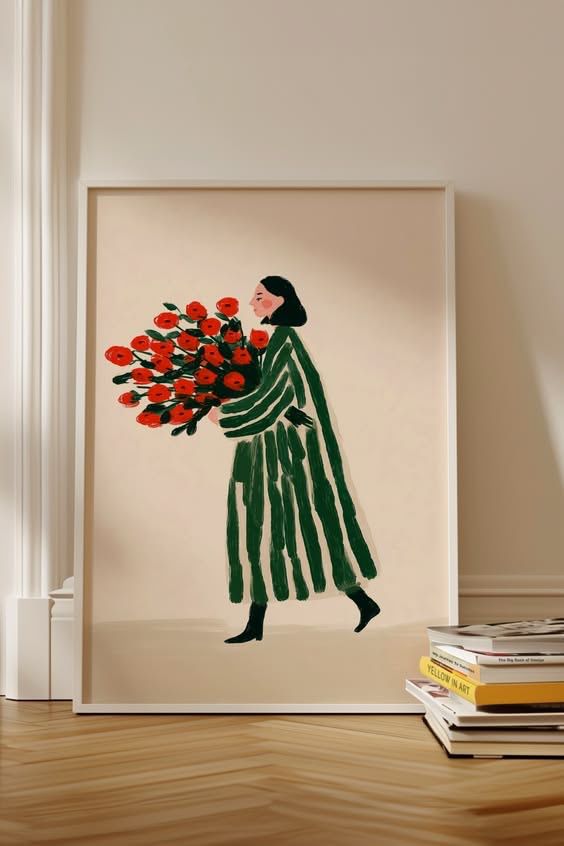 Flower Bouquet Lady Wall Frame