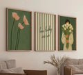 Green Floral & Abstract Botanical Wall Frame Set of 3