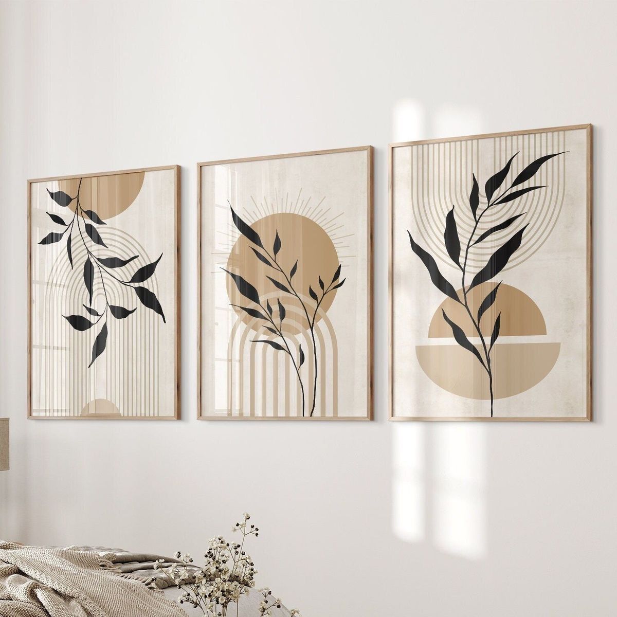 Modern Abstract Botanical Wall Frame Set of 3