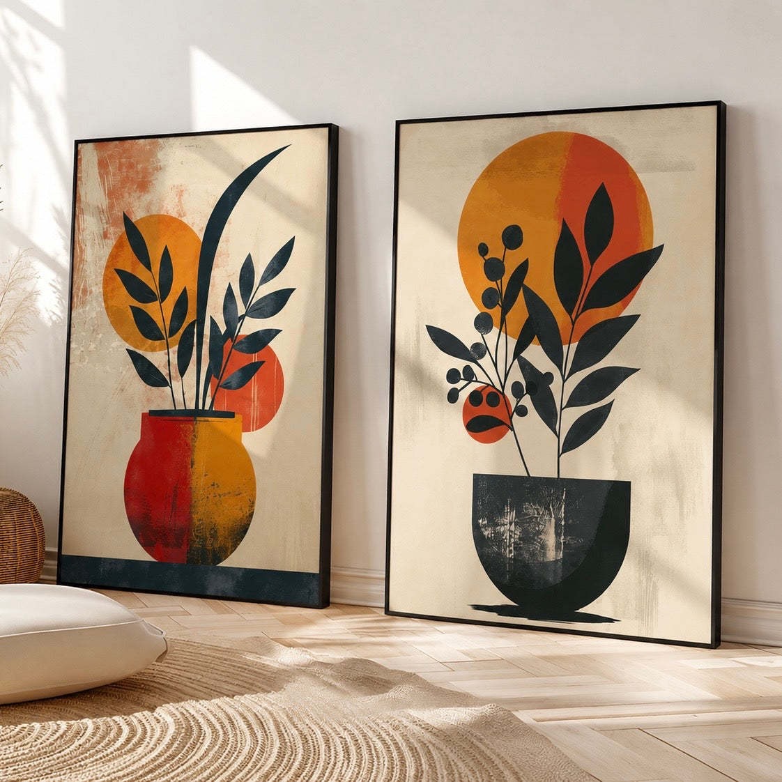 Mid-Century Modern Wall Art Set of 2