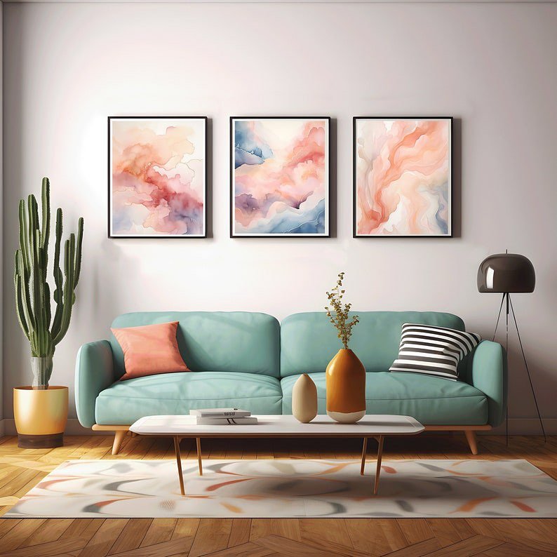 Luxury Living Room Wall Art Set Of 3 | Stylish Home Accent - HomeStories